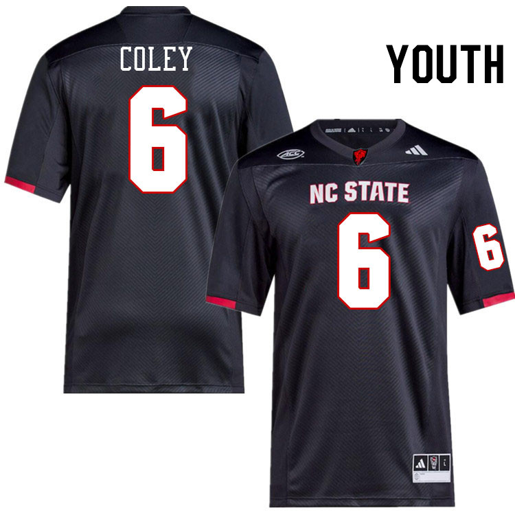 Youth #6 Corey Coley NC State Wolfpack College Football Jerseys Stitched-Black